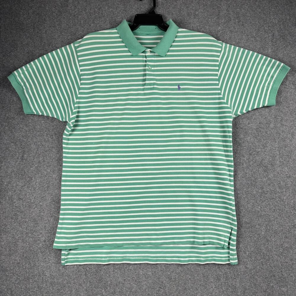 Golf Polo Ralph Lauren Polo Golf Mens Green White Stripe Short Sleeve 25" Chest